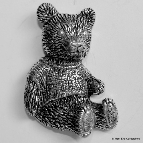 Teddy bear pewter brooch pin - teddy,
